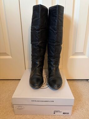 Steve Madden Craave Black Leather Boots